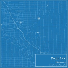 Blueprint US city map of Fairfax, Missouri.