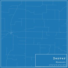 Fototapeta premium Blueprint US city map of Denver, Missouri.