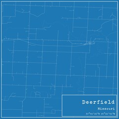 Blueprint US city map of Deerfield, Missouri.