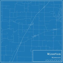 Blueprint US city map of Winston, Missouri.