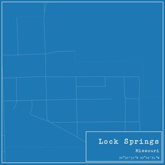 Blueprint US city map of Lock Springs, Missouri.
