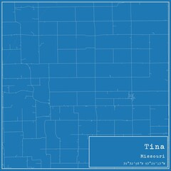Blueprint US city map of Tina, Missouri.
