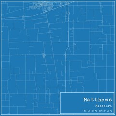 Blueprint US city map of Matthews, Missouri. - obrazy, fototapety, plakaty