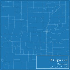 Obraz premium Blueprint US city map of Kingston, Missouri.
