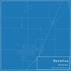 Blueprint US city map of Marston, Missouri.