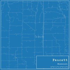 Blueprint US city map of Faucett, Missouri.