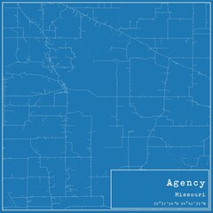 Blueprint US city map of Agency, Missouri.