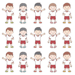 体操服の子供たち　全身　バリエーション