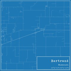 Fototapeta premium Blueprint US city map of Bertrand, Missouri.
