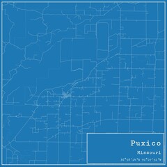 Obraz premium Blueprint US city map of Puxico, Missouri.