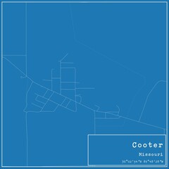 Blueprint US city map of Cooter, Missouri.