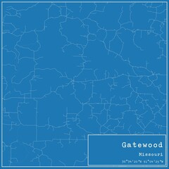 Blueprint US city map of Gatewood, Missouri.