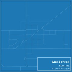 Blueprint US city map of Anniston, Missouri.