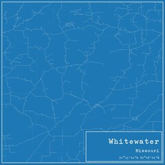 Blueprint US city map of Whitewater, Missouri.