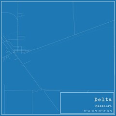 Blueprint US city map of Delta, Missouri.