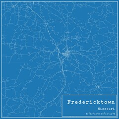 Blueprint US city map of Fredericktown, Missouri.