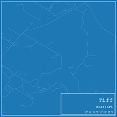 Blueprint US city map of Tiff, Missouri.