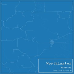 Blueprint US city map of Worthington, Missouri.