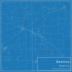 Blueprint US city map of Benton, Missouri.