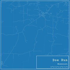 Blueprint US city map of Doe Run, Missouri.