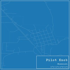 Blueprint US city map of Pilot Knob, Missouri.