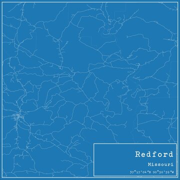 Blueprint US city map of Redford, Missouri.