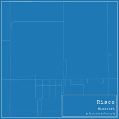 Blueprint US city map of Risco, Missouri.