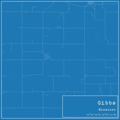 Blueprint US city map of Gibbs, Missouri.