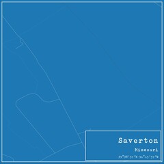 Blueprint US city map of Saverton, Missouri.