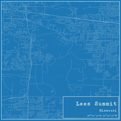 Blueprint US city map of Lees Summit, Missouri.