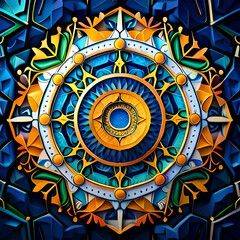 Abstract 3d background with mandala and ornamental pattern. Generative Ai.