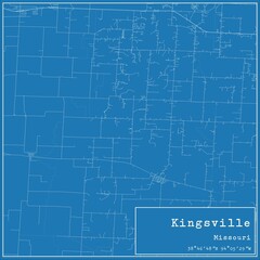 Blueprint US city map of Kingsville, Missouri.