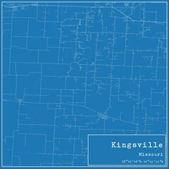 Blueprint US city map of Kingsville, Missouri.