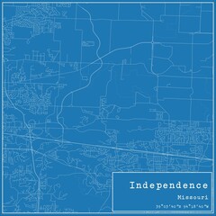 Fototapeta premium Blueprint US city map of Independence, Missouri.