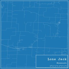 Blueprint US city map of Lone Jack, Missouri.