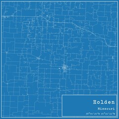 Blueprint US city map of Holden, Missouri.