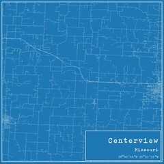 Blueprint US city map of Centerview, Missouri.