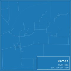 Obraz premium Blueprint US city map of Dover, Missouri.