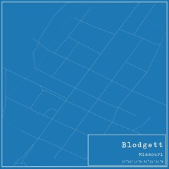 Blueprint US city map of Blodgett, Missouri.