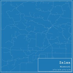 Blueprint US city map of Zalma, Missouri.