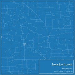 Blueprint US city map of Lewistown, Missouri.