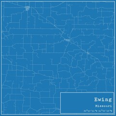 Blueprint US city map of Ewing, Missouri.