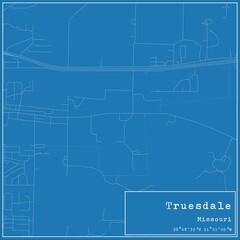 Blueprint US city map of Truesdale, Missouri.