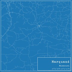 Blueprint US city map of Marquand, Missouri.