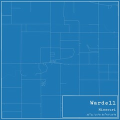 Fototapeta premium Blueprint US city map of Wardell, Missouri.
