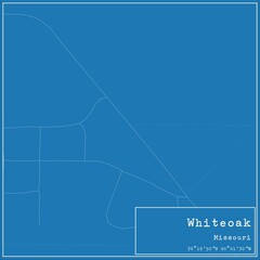 Blueprint US city map of Whiteoak, Missouri.