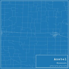 Obraz premium Blueprint US city map of Anabel, Missouri.
