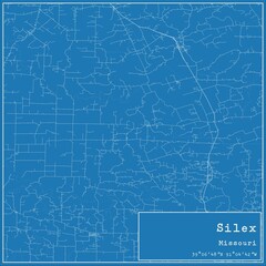 Blueprint US city map of Silex, Missouri.