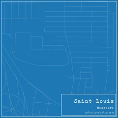 Blueprint US city map of Saint Louis, Missouri.