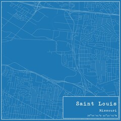Blueprint US city map of Saint Louis, Missouri.